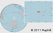 Gray Location Map of the area around 55° 19' 2" S, 96° 7' 30" E, hill shading