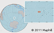 Gray Location Map of the area around 55° 19' 2" S, 96° 58' 29" E, hill shading