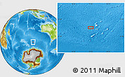 Physical Location Map of the area around 55° 19' 2" S, 97° 49' 29" E
