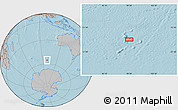 Gray Location Map of the area around 55° 19' 2" S, 99° 31' 30" E, hill shading