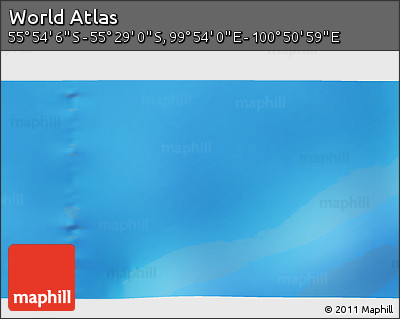 Physical 3D Map of the Area around 55° 41' 33" S, 100° 22' 30" E