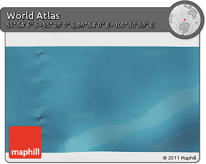 Satellite 3D Map of the Area around 55° 41' 33" S, 100° 22' 30" E