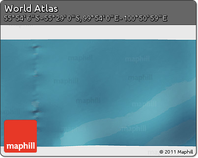 Satellite 3D Map of the Area around 55° 41' 33" S, 100° 22' 30" E