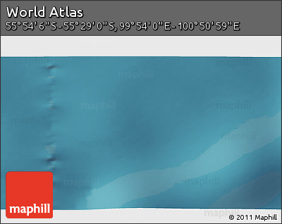 Satellite 3D Map of the Area around 55° 41' 33" S, 100° 22' 30" E
