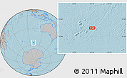 Gray Location Map of the area around 55° 41' 33" S, 101° 13' 29" E, hill shading
