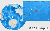 Shaded Relief Location Map of the area around 55° 41' 33" S, 101° 13' 29" E
