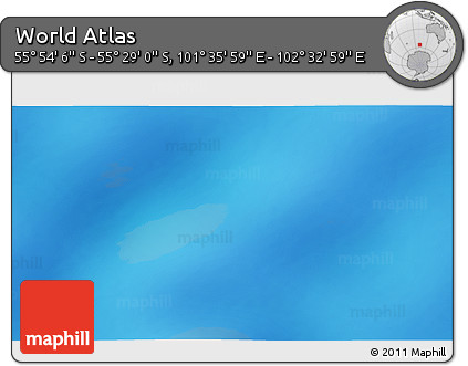 Physical 3D Map of the Area around 55° 41' 33" S, 102° 4' 29" E
