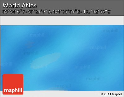 Physical 3D Map of the Area around 55° 41' 33" S, 102° 4' 29" E