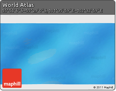 Physical 3D Map of the Area around 55° 41' 33" S, 102° 4' 29" E