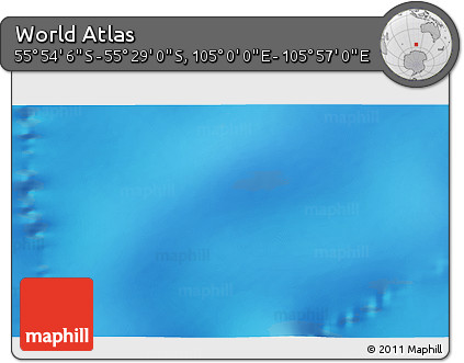 Physical 3D Map of the Area around 55° 41' 33" S, 105° 28' 29" E