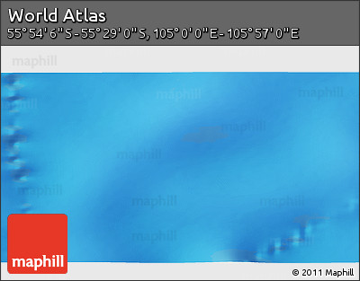 Physical 3D Map of the Area around 55° 41' 33" S, 105° 28' 29" E