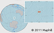 Gray Location Map of the area around 55° 41' 33" S, 108° 1' 30" E, hill shading
