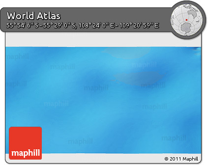 Physical 3D Map of the Area around 55° 41' 33" S, 108° 52' 30" E