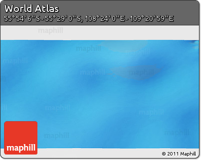 Physical 3D Map of the Area around 55° 41' 33" S, 108° 52' 30" E