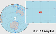 Gray Location Map of the area around 55° 41' 33" S, 109° 43' 29" E
