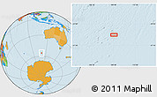 Political Location Map of the area around 55° 41' 33" S, 109° 43' 29" E
