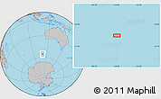Gray Location Map of the area around 55° 41' 33" S, 110° 34' 29" E
