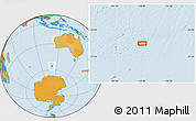 Political Location Map of the area around 55° 41' 33" S, 110° 34' 29" E