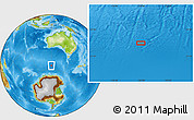 Physical Location Map of the area around 55° 41' 33" S, 119° 55' 30" E