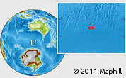 Physical Location Map of the area around 55° 41' 33" S, 121° 37' 30" E