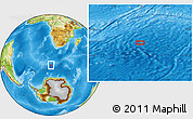 Physical Location Map of the area around 55° 41' 33" S, 12° 49' 29" E