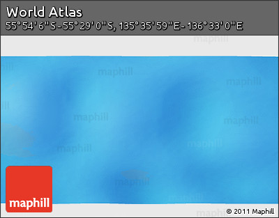 Physical 3D Map of the Area around 55° 41' 33" S, 136° 4' 29" E