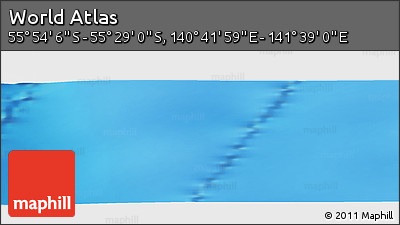 Physical Panoramic Map of the Area around 55° 41' 33" S, 141° 10' 30" E