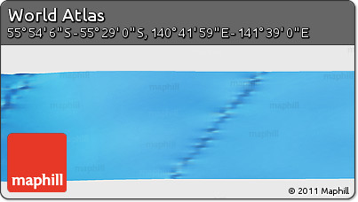 Physical Panoramic Map of the Area around 55° 41' 33" S, 141° 10' 30" E