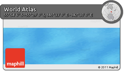 Physical Panoramic Map of the Area around 55° 41' 33" S, 142° 1' 30" E