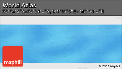 Physical Panoramic Map of the Area around 55° 41' 33" S, 142° 1' 30" E