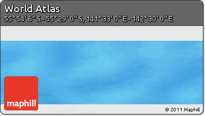 Physical Panoramic Map of the Area around 55° 41' 33" S, 142° 1' 30" E