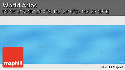 Physical Panoramic Map of the Area around 55° 41' 33" S, 142° 52' 30" E