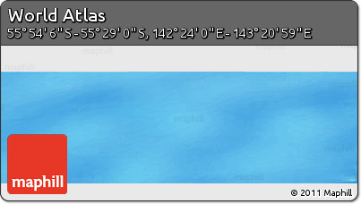Physical Panoramic Map of the Area around 55° 41' 33" S, 142° 52' 30" E