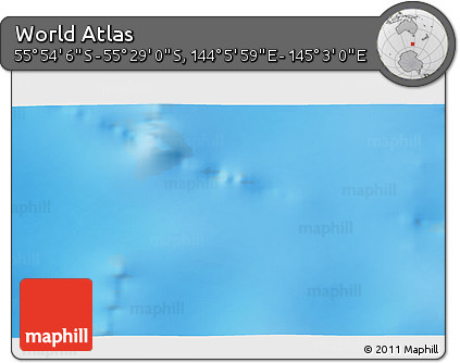 Physical 3D Map of the Area around 55° 41' 33" S, 144° 34' 29" E