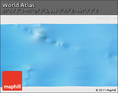 Physical 3D Map of the Area around 55° 41' 33" S, 144° 34' 29" E