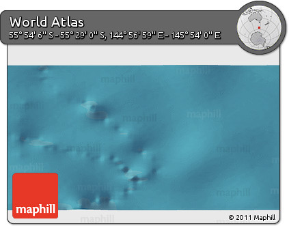 Satellite 3D Map of the Area around 55° 41' 33" S, 145° 25' 30" E