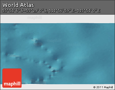 Satellite 3D Map of the Area around 55° 41' 33" S, 145° 25' 30" E
