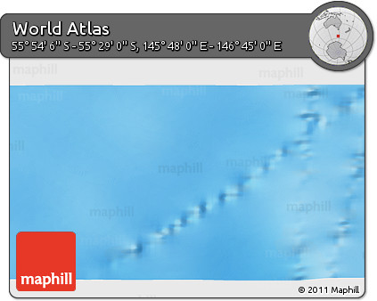 Physical 3D Map of the Area around 55° 41' 33" S, 146° 16' 30" E
