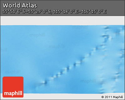 Physical 3D Map of the Area around 55° 41' 33" S, 146° 16' 30" E
