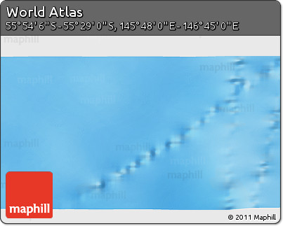Physical 3D Map of the Area around 55° 41' 33" S, 146° 16' 30" E