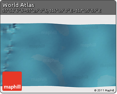Satellite 3D Map of the Area around 55° 41' 33" S, 147° 7' 30" E