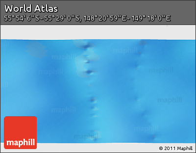 Physical 3D Map of the Area around 55° 41' 33" S, 148° 49' 29" E
