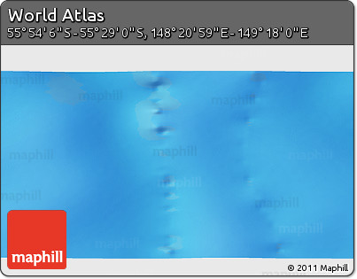 Physical 3D Map of the Area around 55° 41' 33" S, 148° 49' 29" E