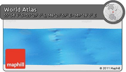 Physical Panoramic Map of the Area around 55° 41' 33" S, 148° 49' 29" E