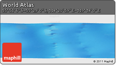 Physical Panoramic Map of the Area around 55° 41' 33" S, 148° 49' 29" E