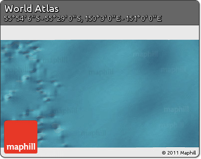 Satellite 3D Map of the Area around 55° 41' 33" S, 150° 31' 30" E