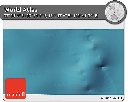 Satellite 3D Map of the Area around 55° 41' 33" S, 152° 13' 29" E