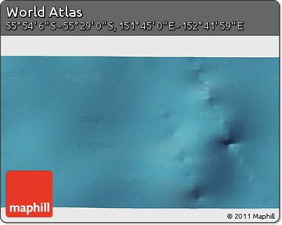 Satellite 3D Map of the Area around 55° 41' 33" S, 152° 13' 29" E