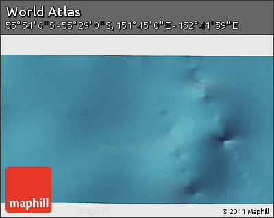 Satellite 3D Map of the Area around 55° 41' 33" S, 152° 13' 29" E