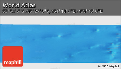 Physical Panoramic Map of the Area around 55° 41' 33" S, 154° 46' 30" E